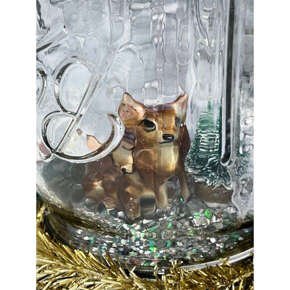 Vtg Ceramic Deer Bell Jar Diorama Decor It's like Christmas magic in here! OOAK - Picture 5 of 16
